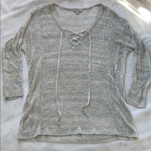 Lucky Brand quarter sleeve see-through shirt.